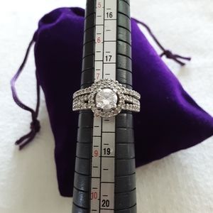 Sterling 925 CZ Engagement Ring Sets Size 8